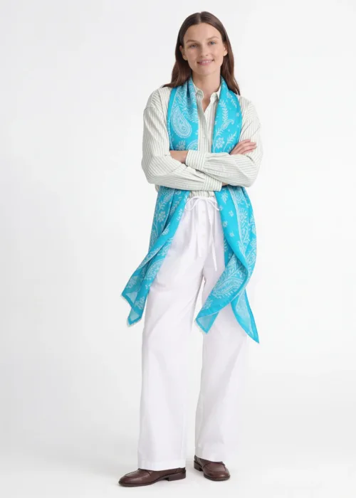 Firozi Kaar Jacquard Merino Silk Scarf