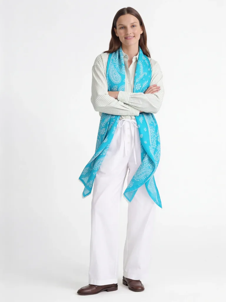 Firozi Kaar Jacquard Merino Silk Scarf