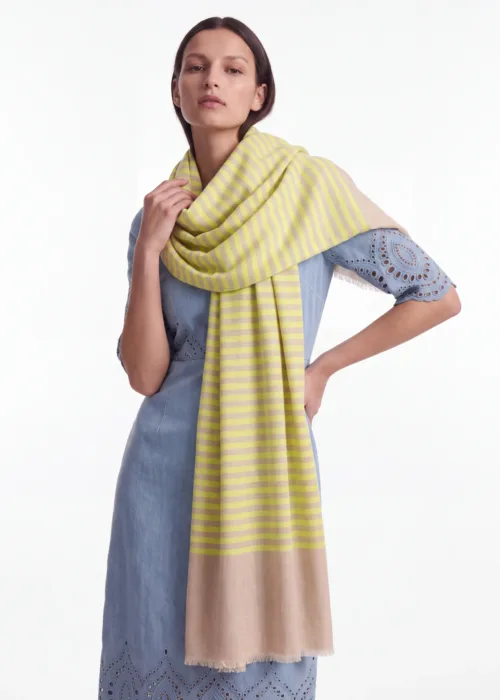 Zard Bahaar Striped Merino Silk Scarf