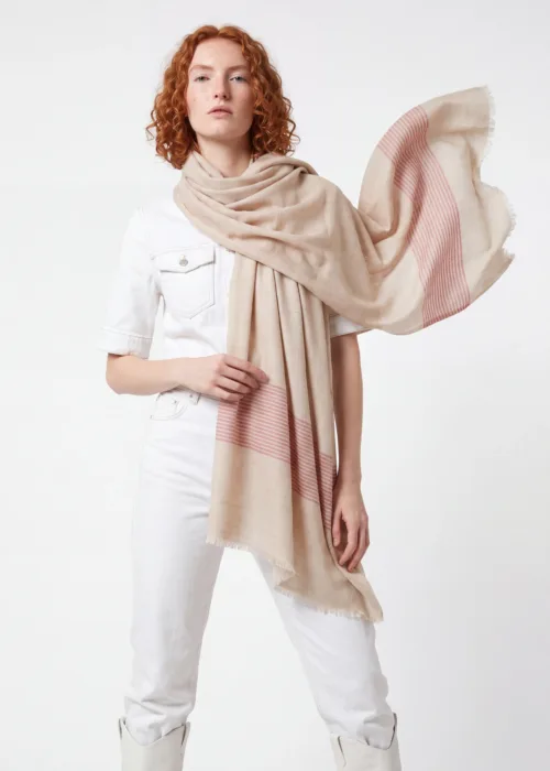 Gul-e-Reth Striped Merino Silk Scarf