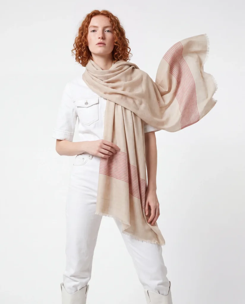 Gul-e-Reth Striped Merino Silk Scarf