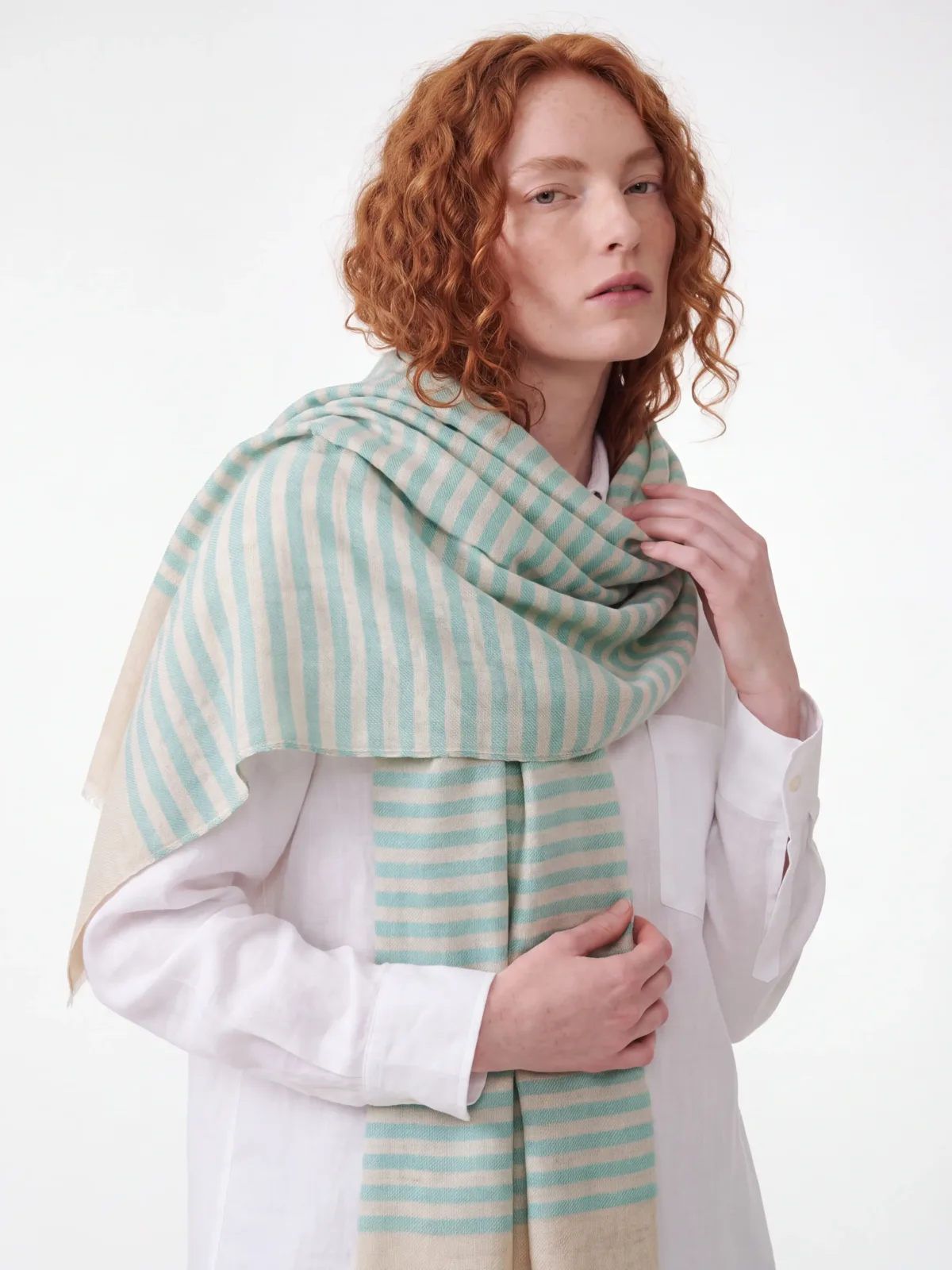 Sabz Bahaar Striped Merino Silk Scarf