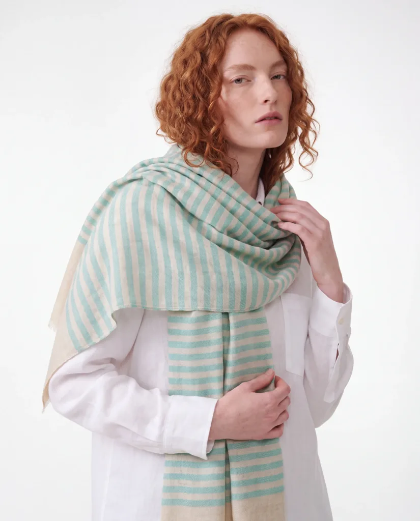 Sabz Bahaar Striped Merino Silk Scarf