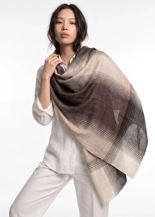Sheen Zameen Striped Merino Silk Scarf