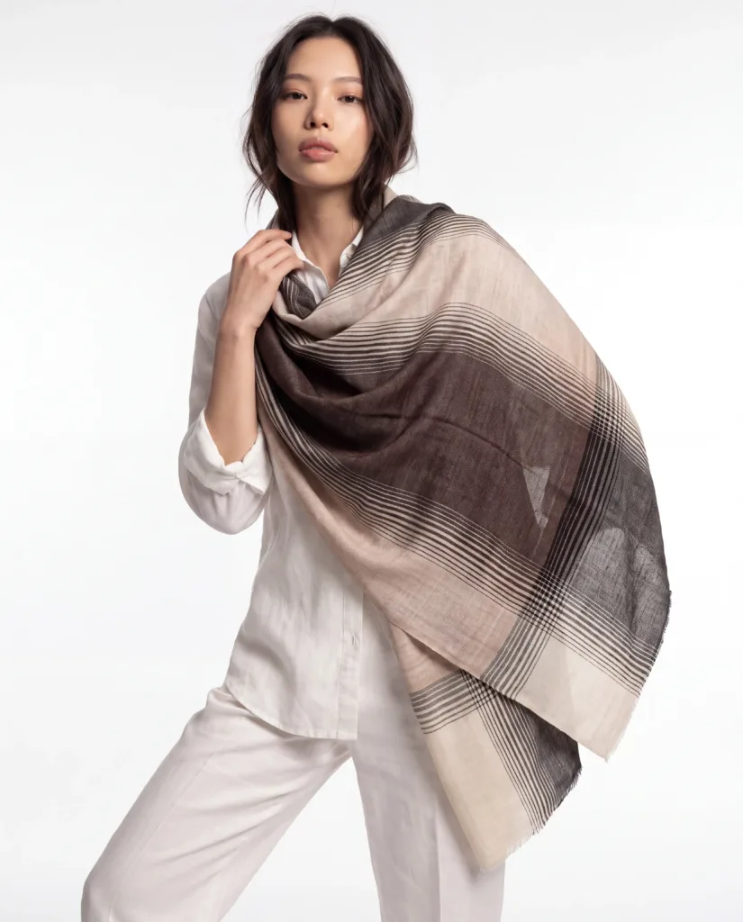 Sheen Zameen Striped Merino Silk Scarf
