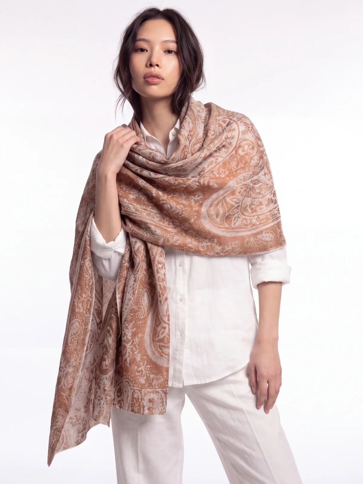 Golden Hour Jacquard Merino Silk Scarf