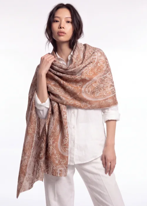 Golden Hour Jacquard Merino Silk Scarf