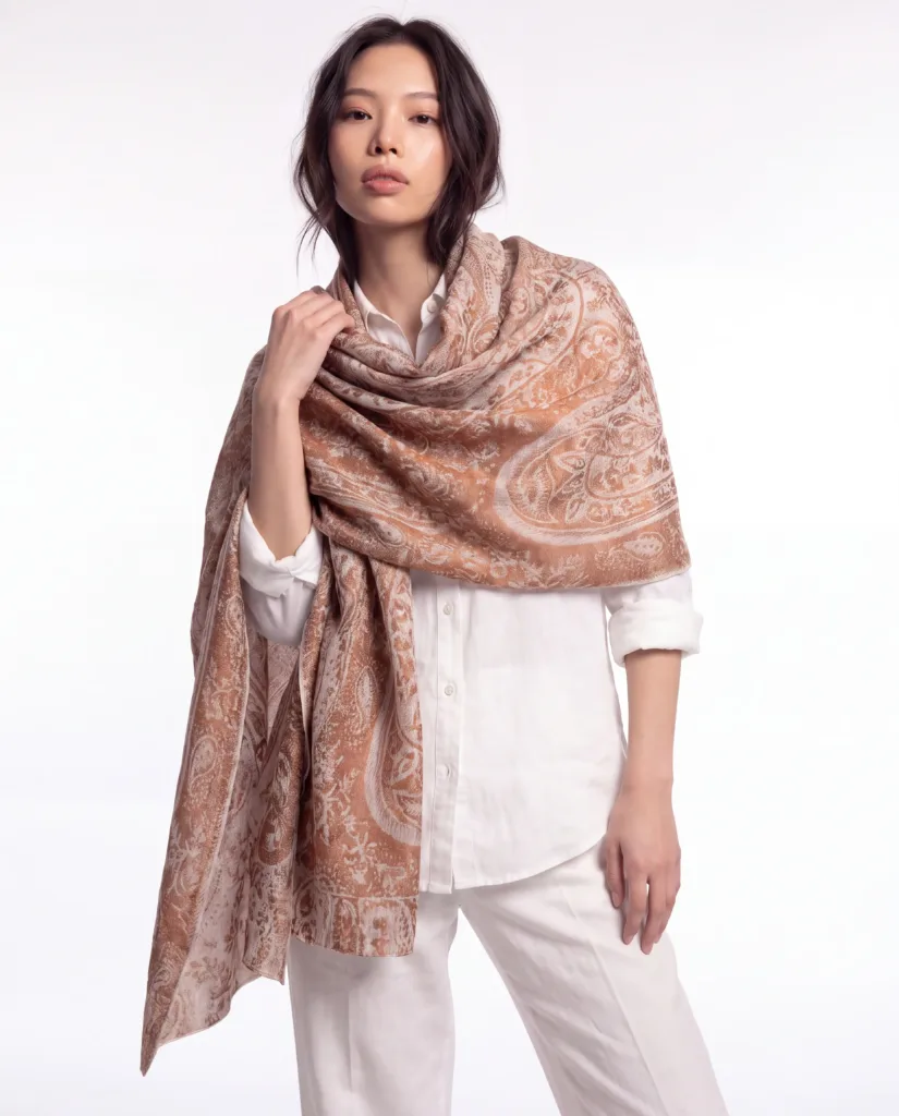 Golden Hour Jacquard Merino Silk Scarf
