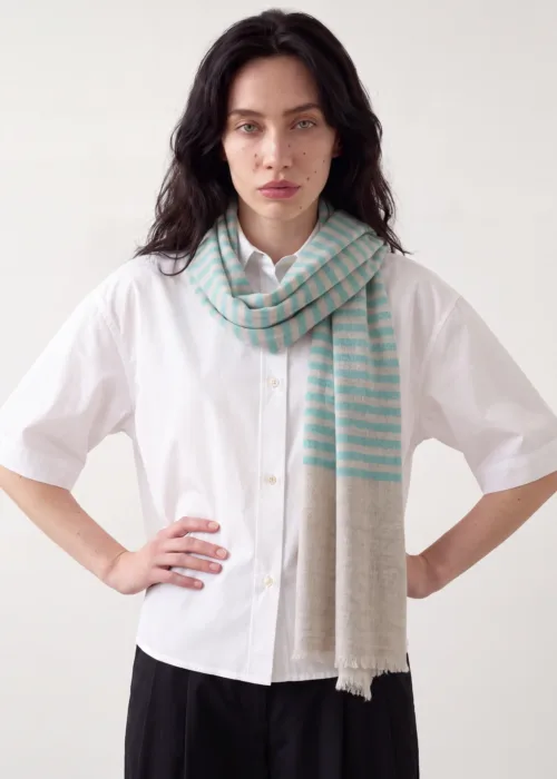 Sea Spray Striped Merino Silk Scarf