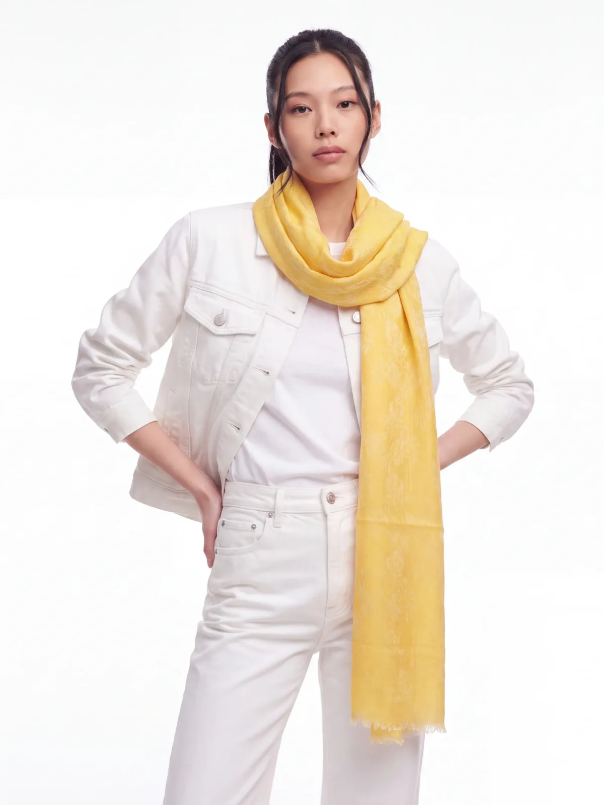 Zard-e-Gul Jacquard Merino Silk Scarf
