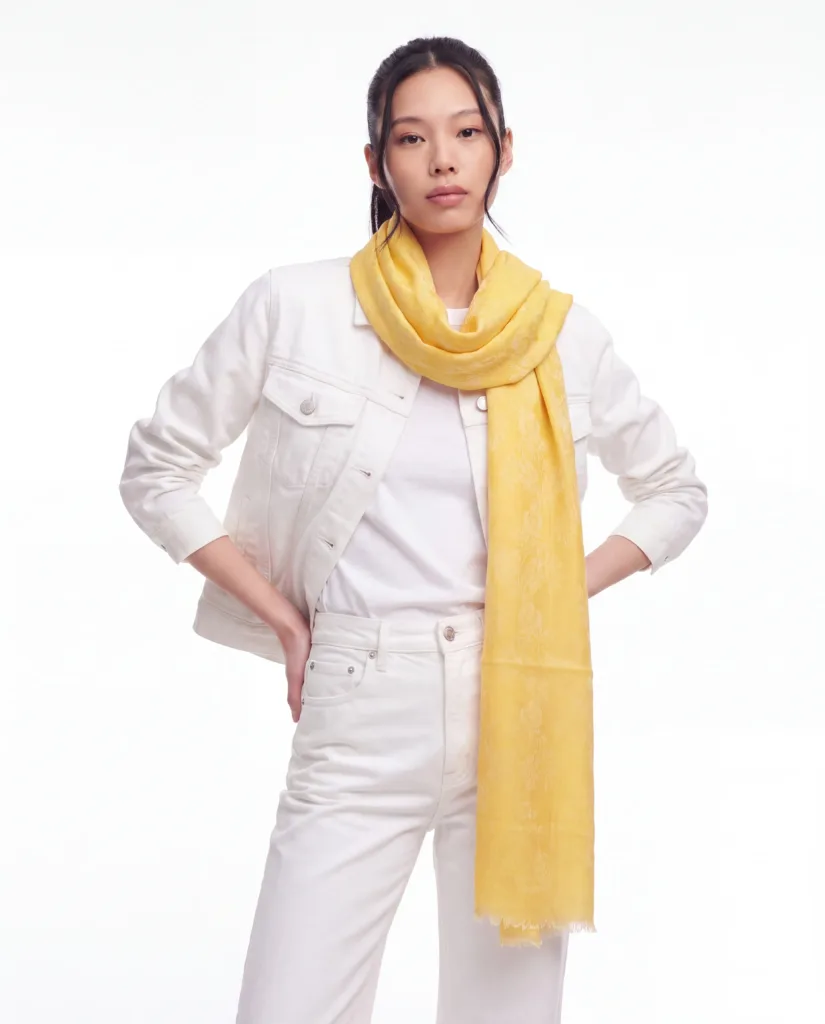 Zard-e-Gul Jacquard Merino Silk Scarf
