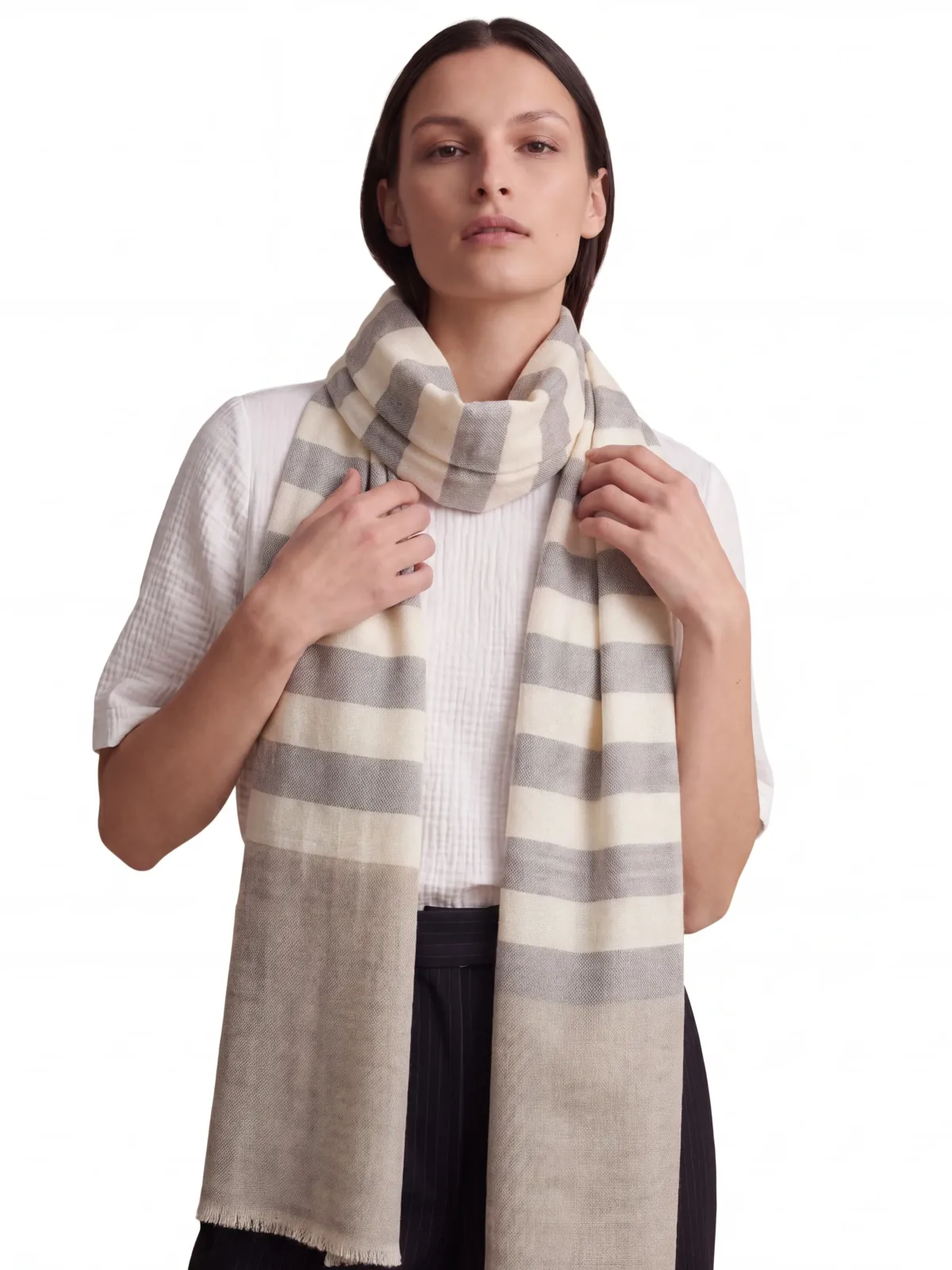 Wudur Sheen Striped Merino Silk Scarf