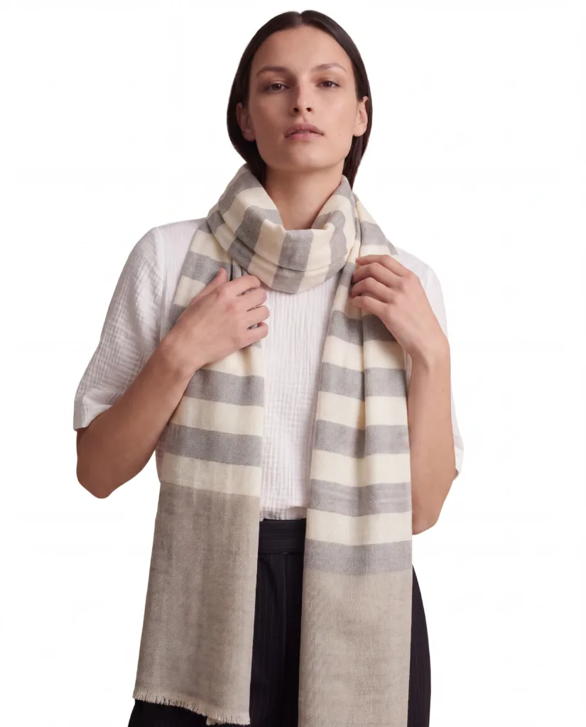 Wudur Sheen Striped Merino Silk Scarf