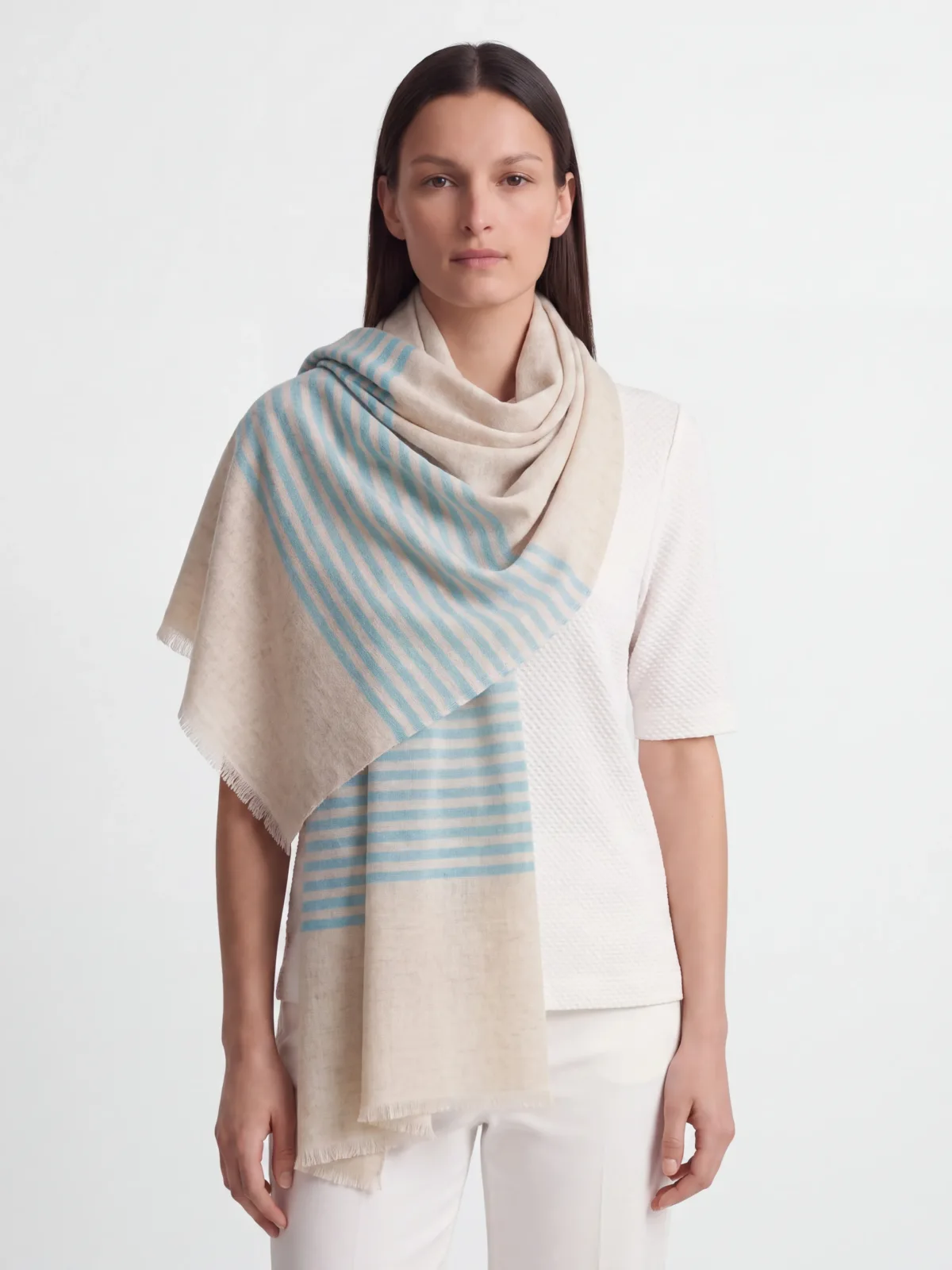 Neelam Stripe Merino Silk Scarf