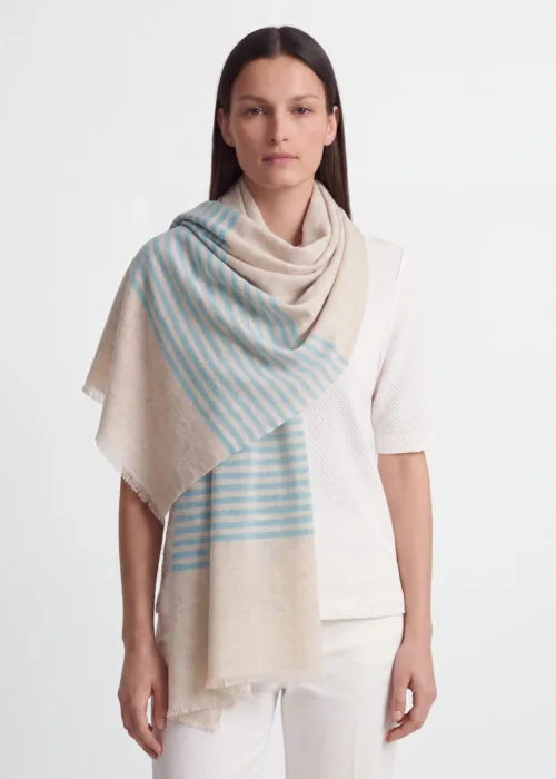 Neelam Stripe Merino Silk Scarf