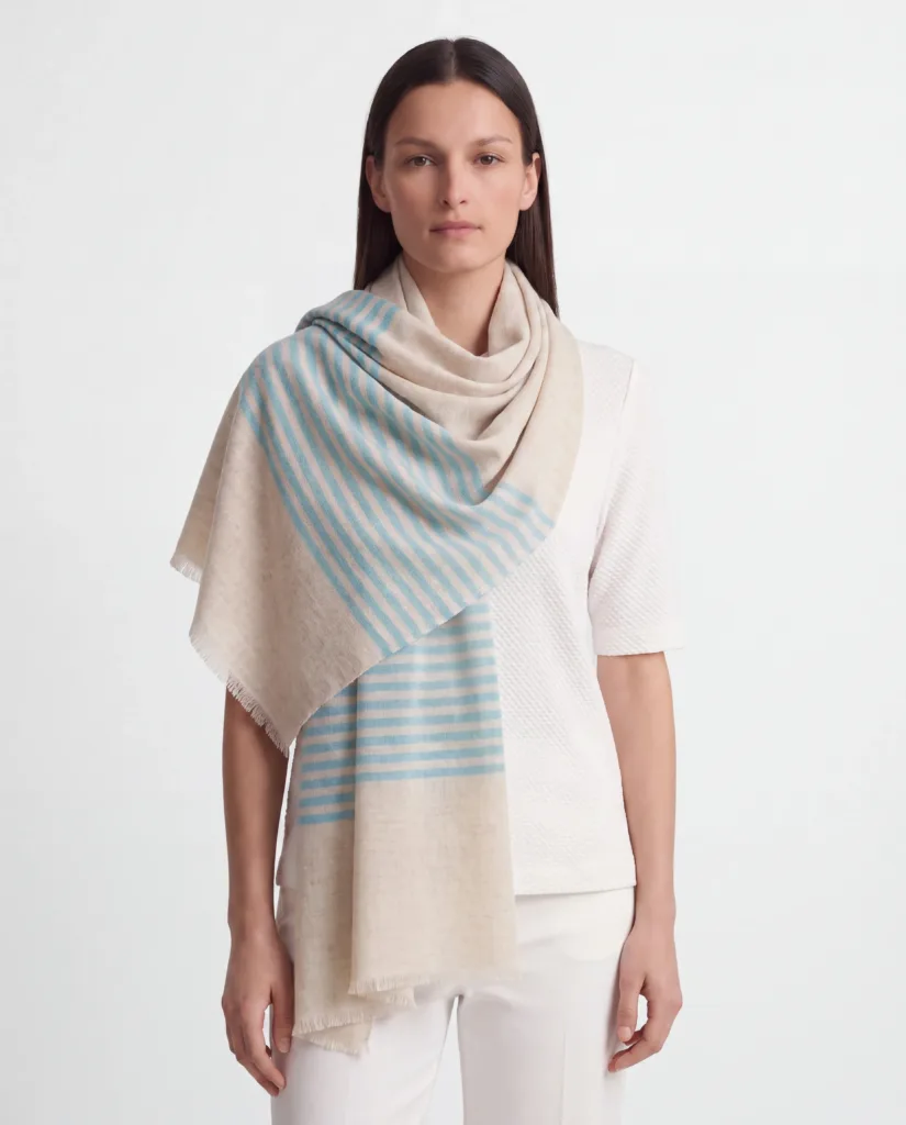 Neelam Stripe Merino Silk Scarf