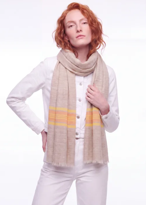 Sehr Aftab Striped Merino Silk Scarf