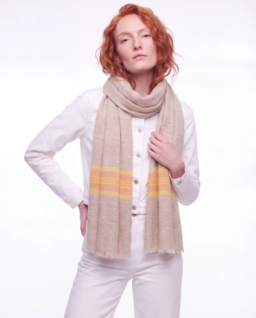 Sehr Aftab Striped Merino Silk Scarf