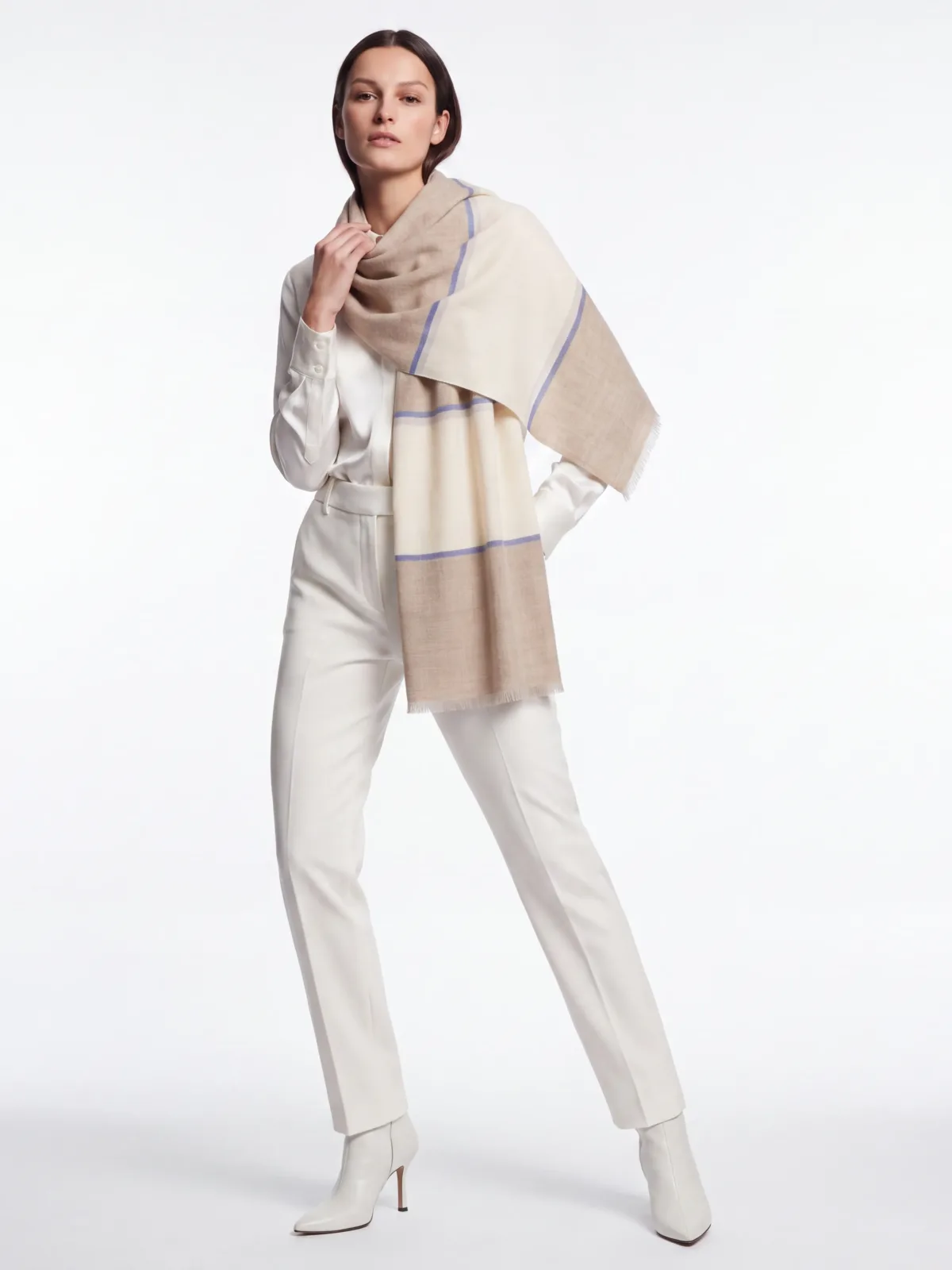 Neel Sheen Striped Merino Silk Scarf