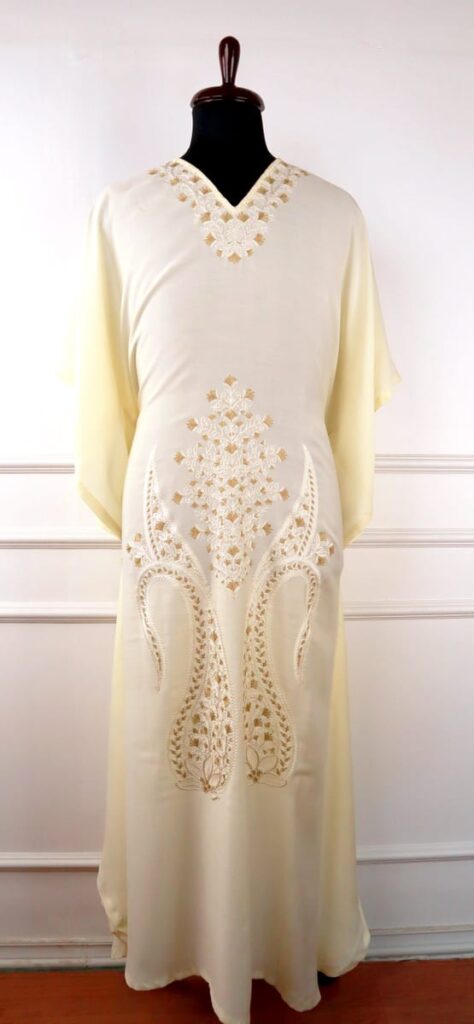 Noor e Qamar Cotton Kaftan with Aari Embroidery
