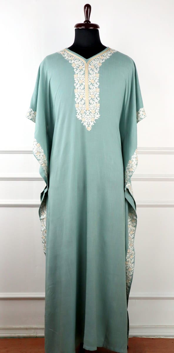 Sonth Cotton Kaftan with Floral Aari Embroidery