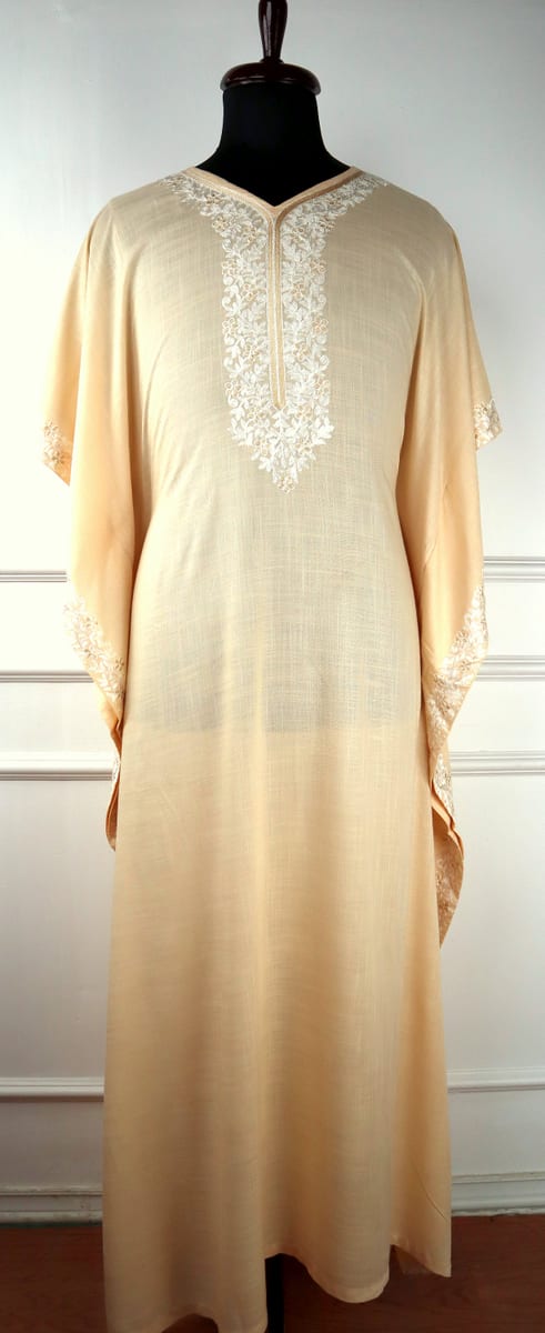 Heeposh Cotton Kaftan with Floral Aari Embroidery