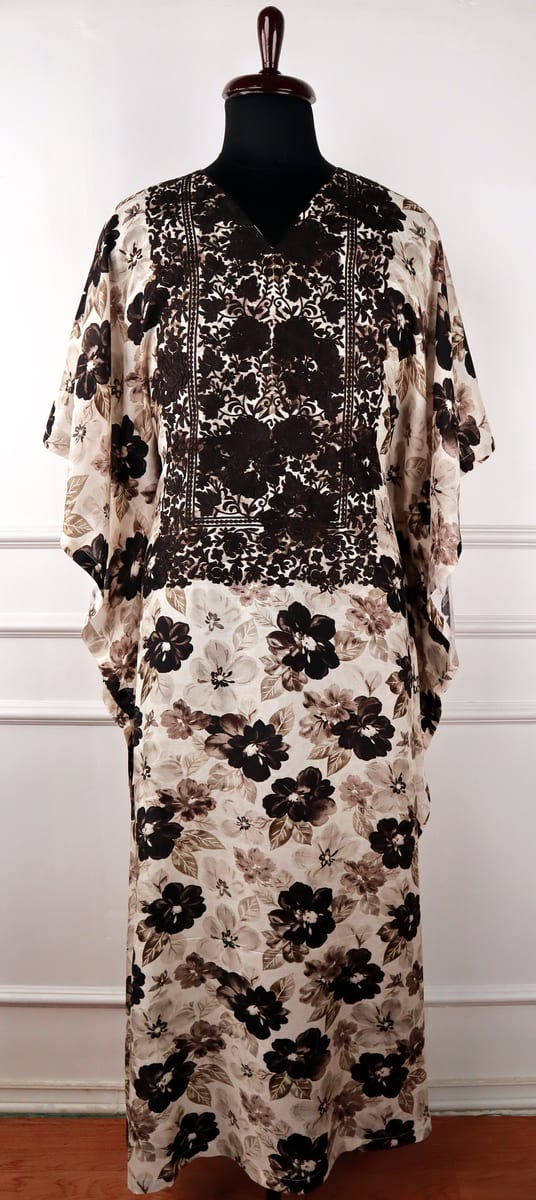 Noor Roshni Muslin Kaftan in Warm Earth Tones