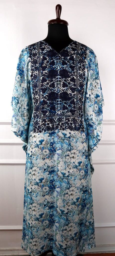 Silkflora Kashmiri Muslin Kaftan in Blue