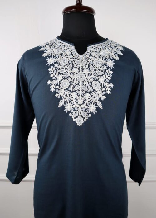 Ruhani Kashmiri Cotton Aari Kurti in Blue