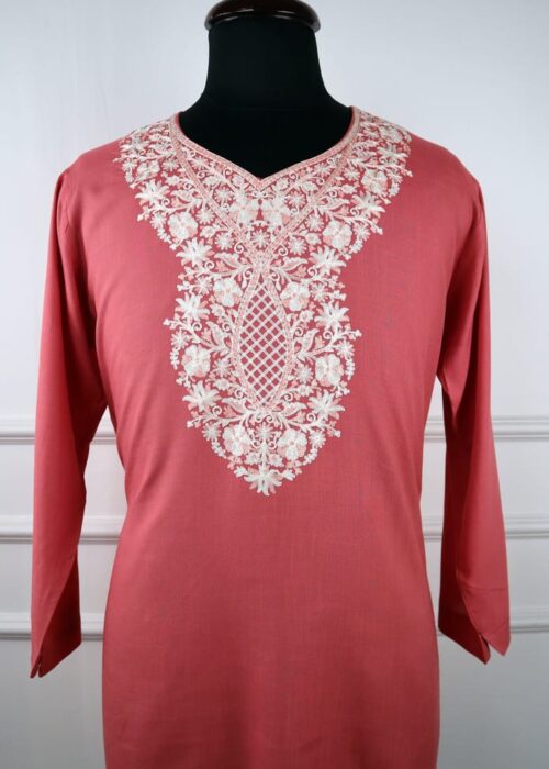 Sadabahaar Kashmiri Cotton Aari Kurti in Pink