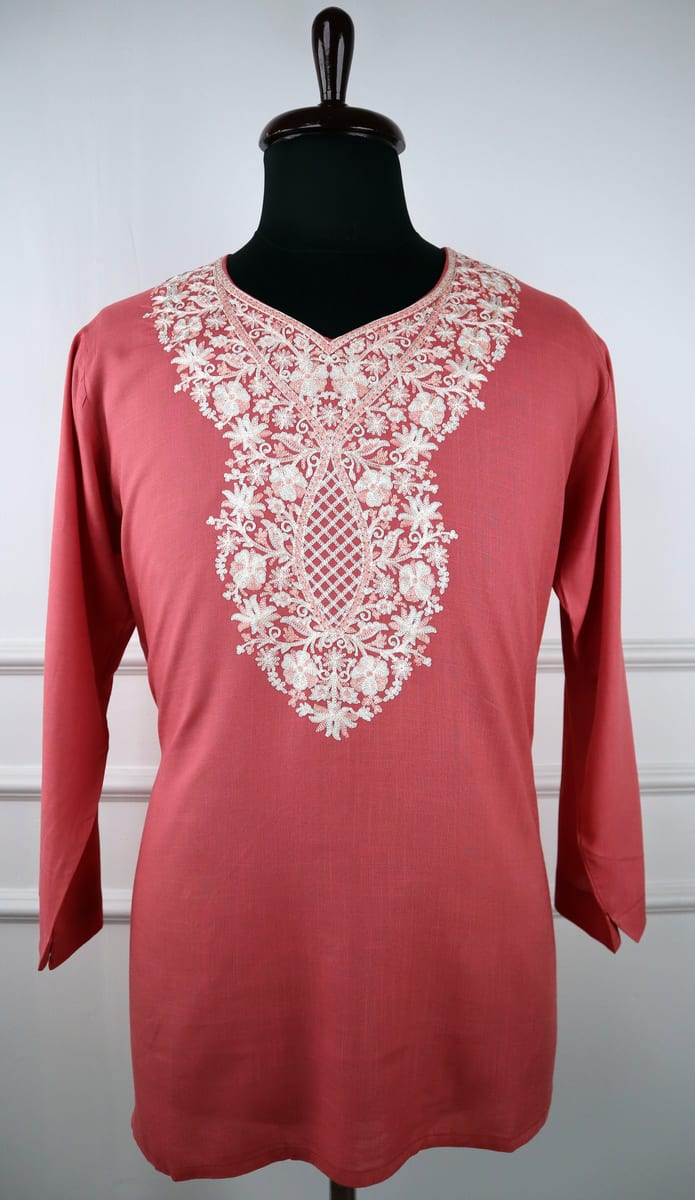 Sadabahaar Kashmiri Cotton Aari Kurti in Pink