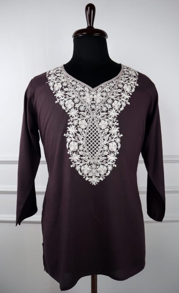 Doiun Dael Cotton Kurti with Aari Embroidery