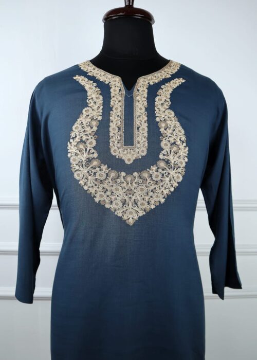 Rang e Fiza cotton kurti with elegant gold embroidery