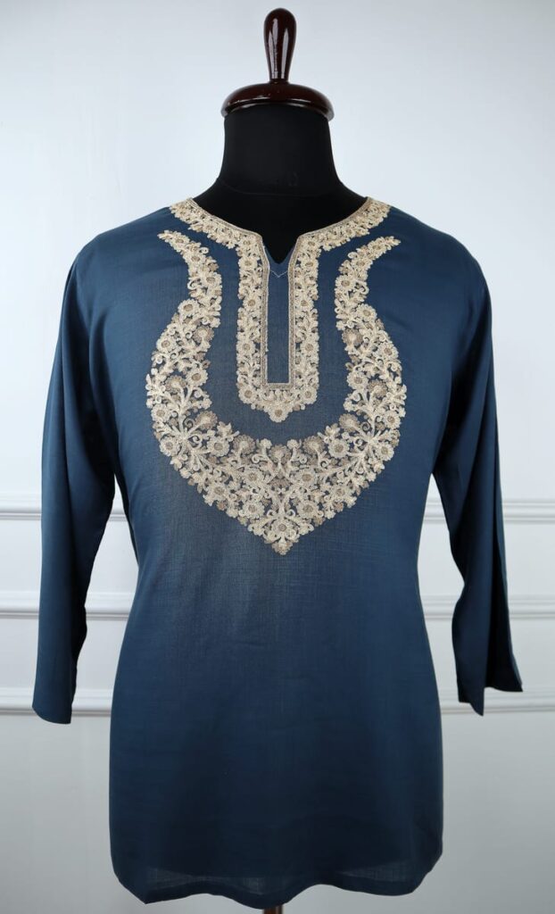 Rang e Fiza cotton kurti with elegant gold embroidery