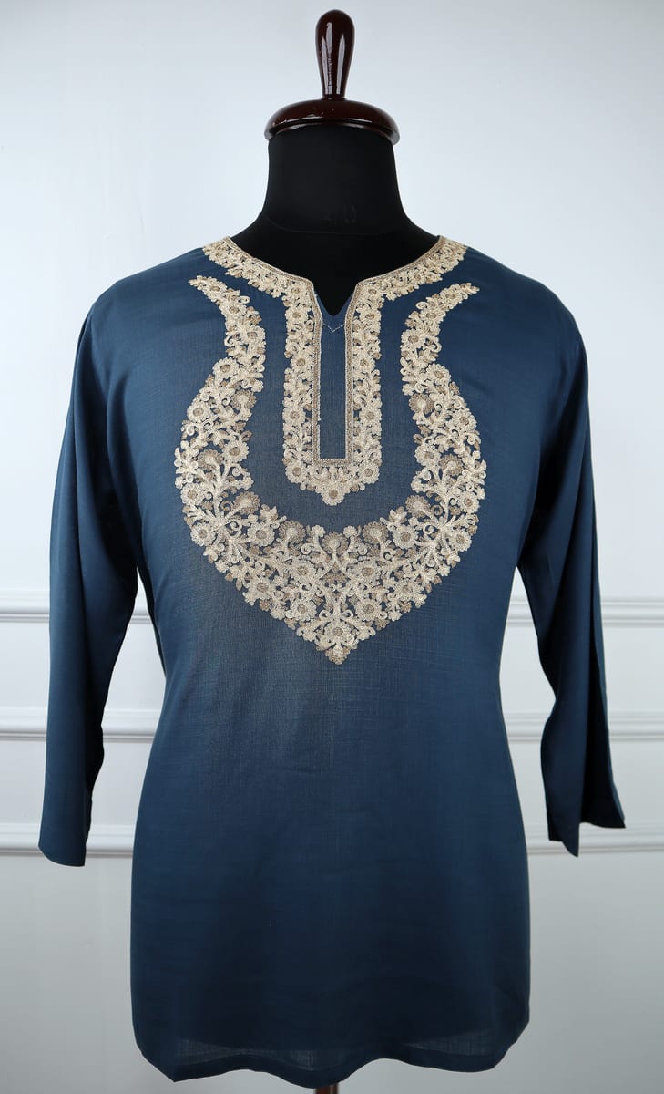 Rang e Fiza cotton kurti with elegant gold embroidery