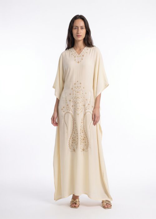 Noor e Qamar Cotton Kaftan with Aari Embroidery