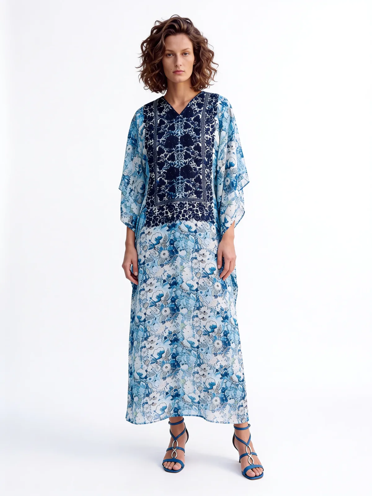 Silkflora Kashmiri Muslin Kaftan in Blue