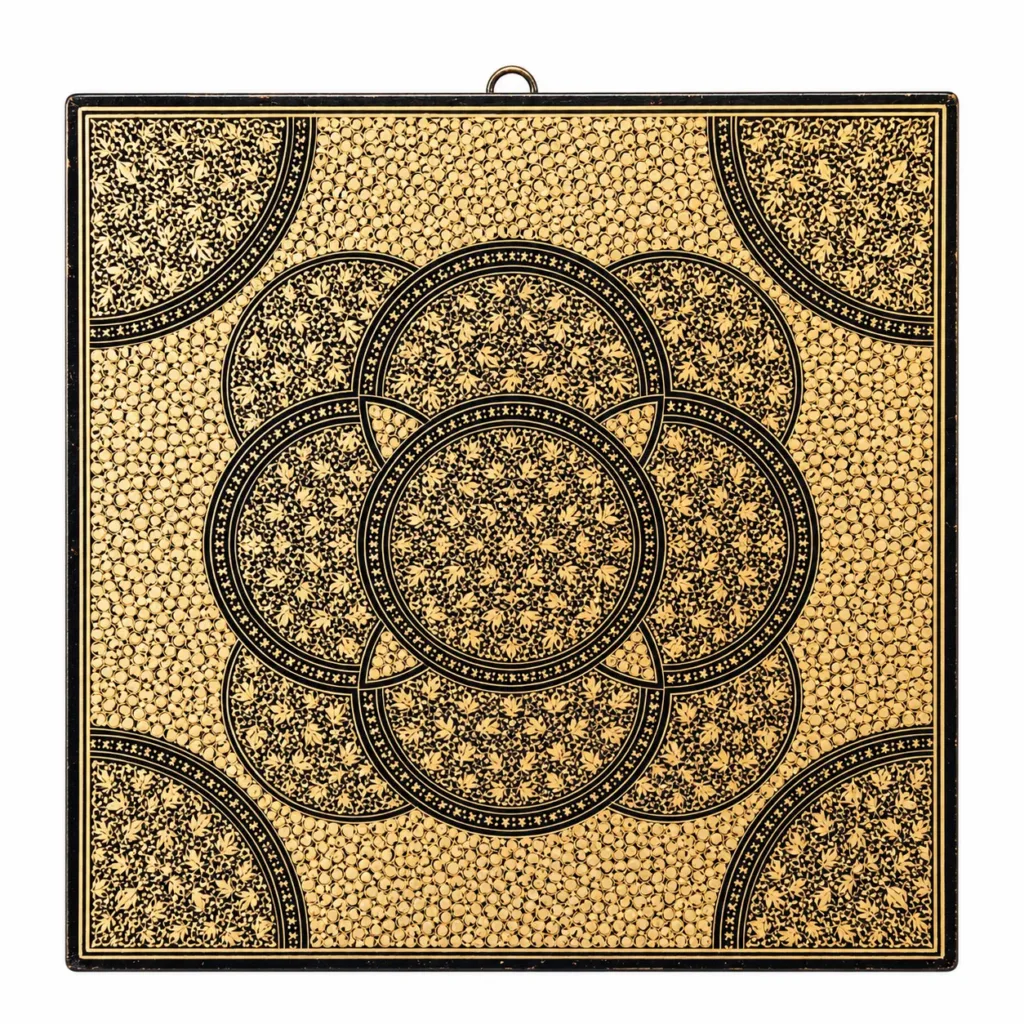 Gold and Black Lattice Kashmiri Papier-Mâché Wall Hanging