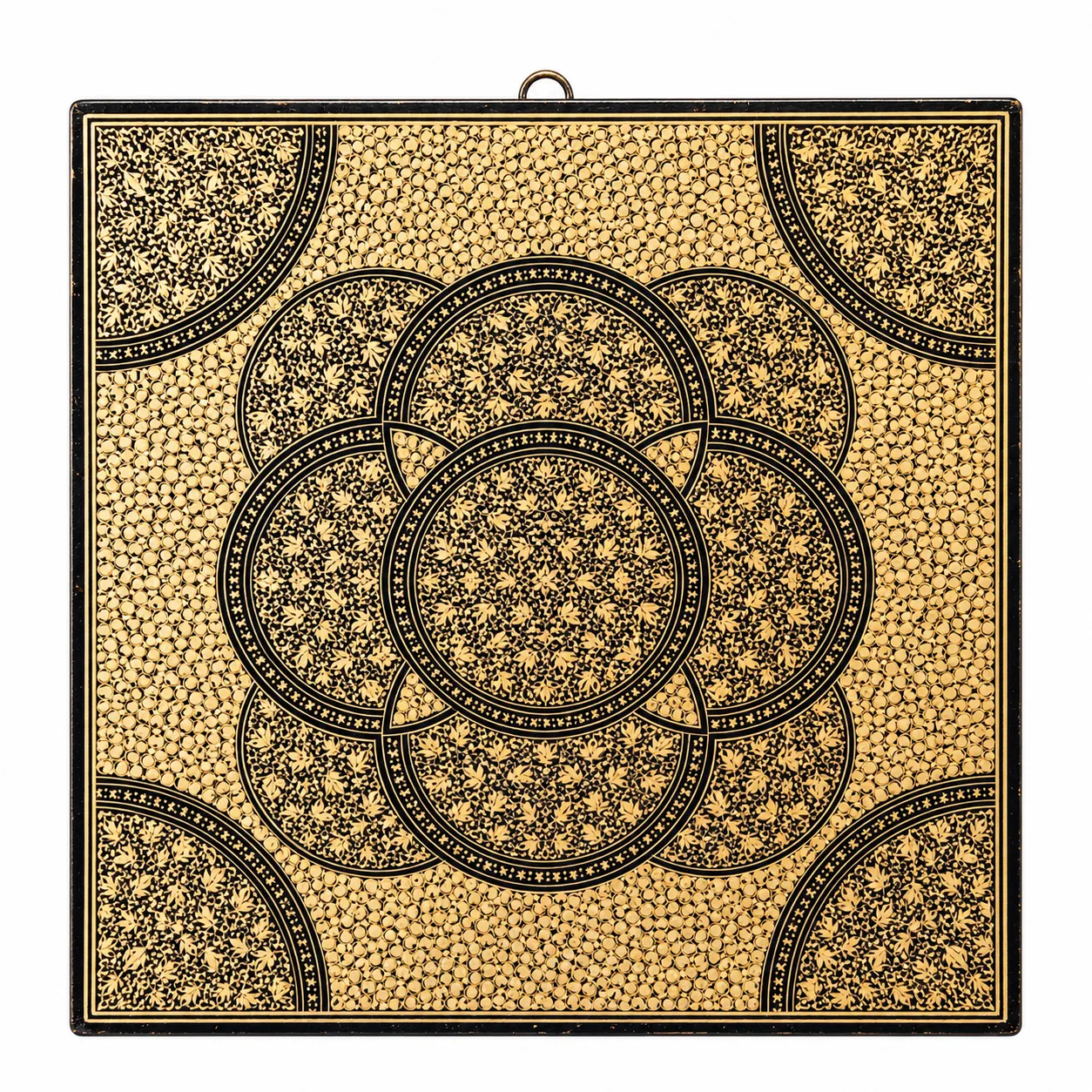 Gold and Black Lattice Kashmiri Papier-Mâché Wall Hanging