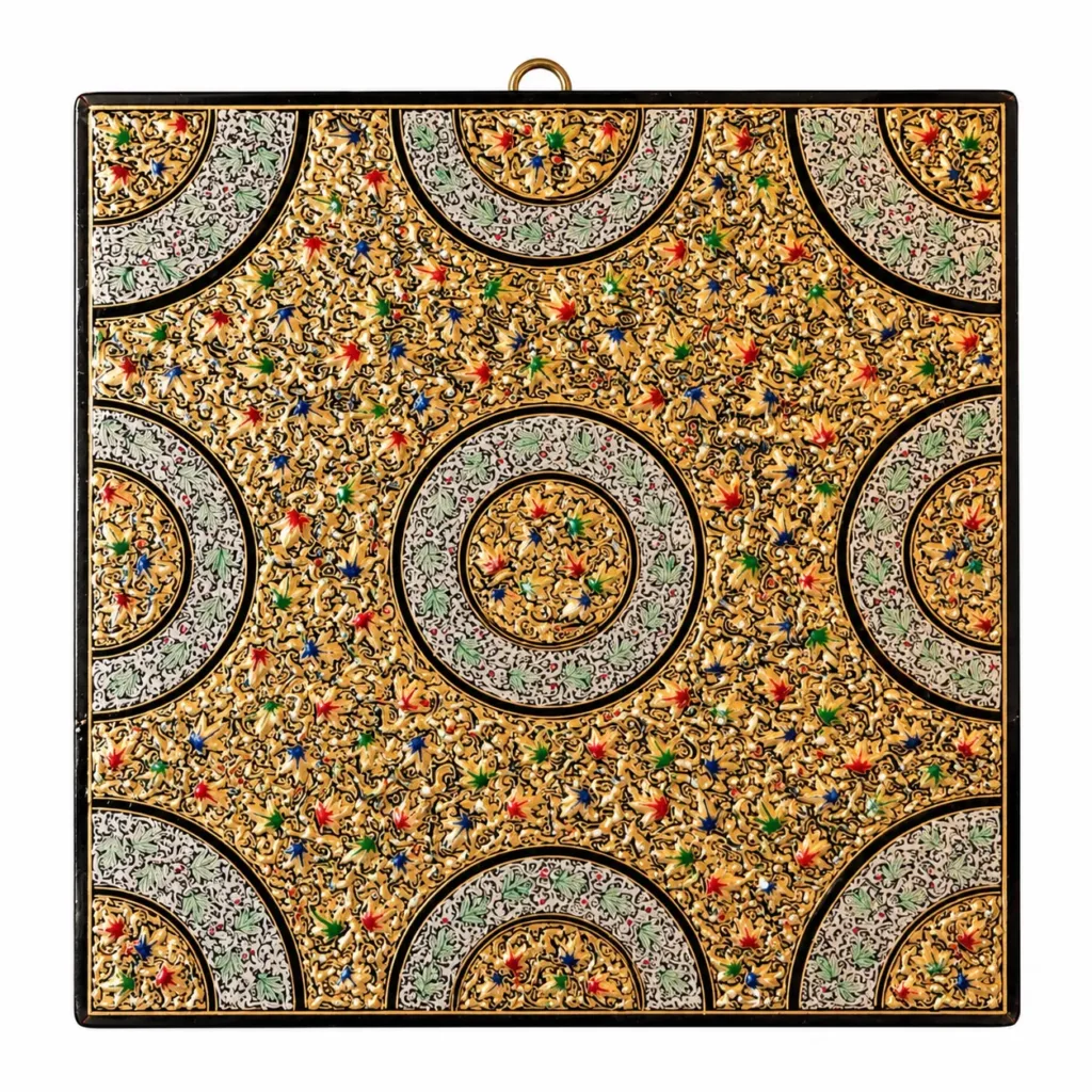 Gold and Silver Rings Kashmiri Papier-Mâché Wall Hanging