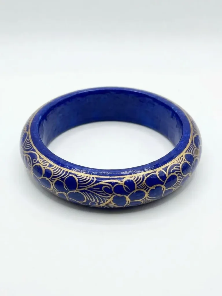 Lapis Blue Floral Kashmiri Papier-Mâché Bangle
