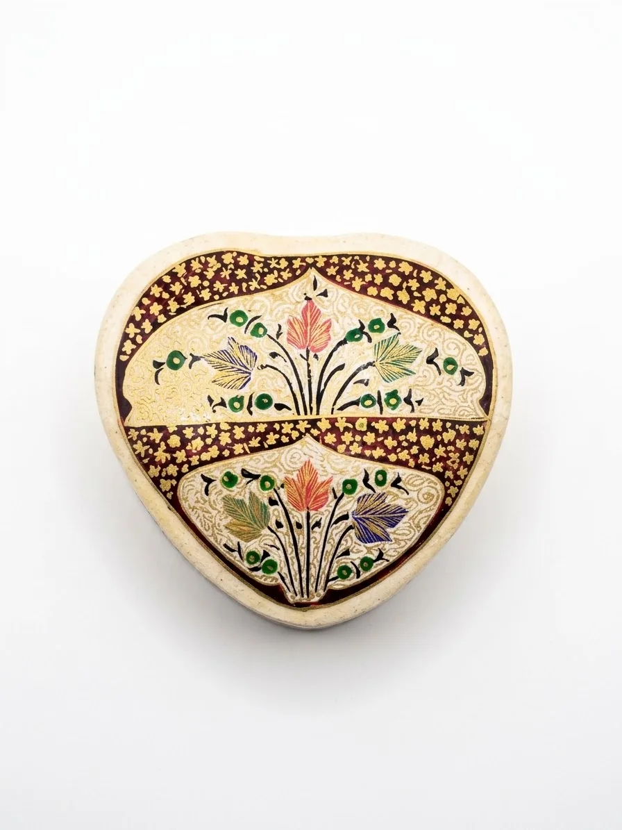 Green and Gold Tulip Kashmiri Papier-Mâché Soap Box