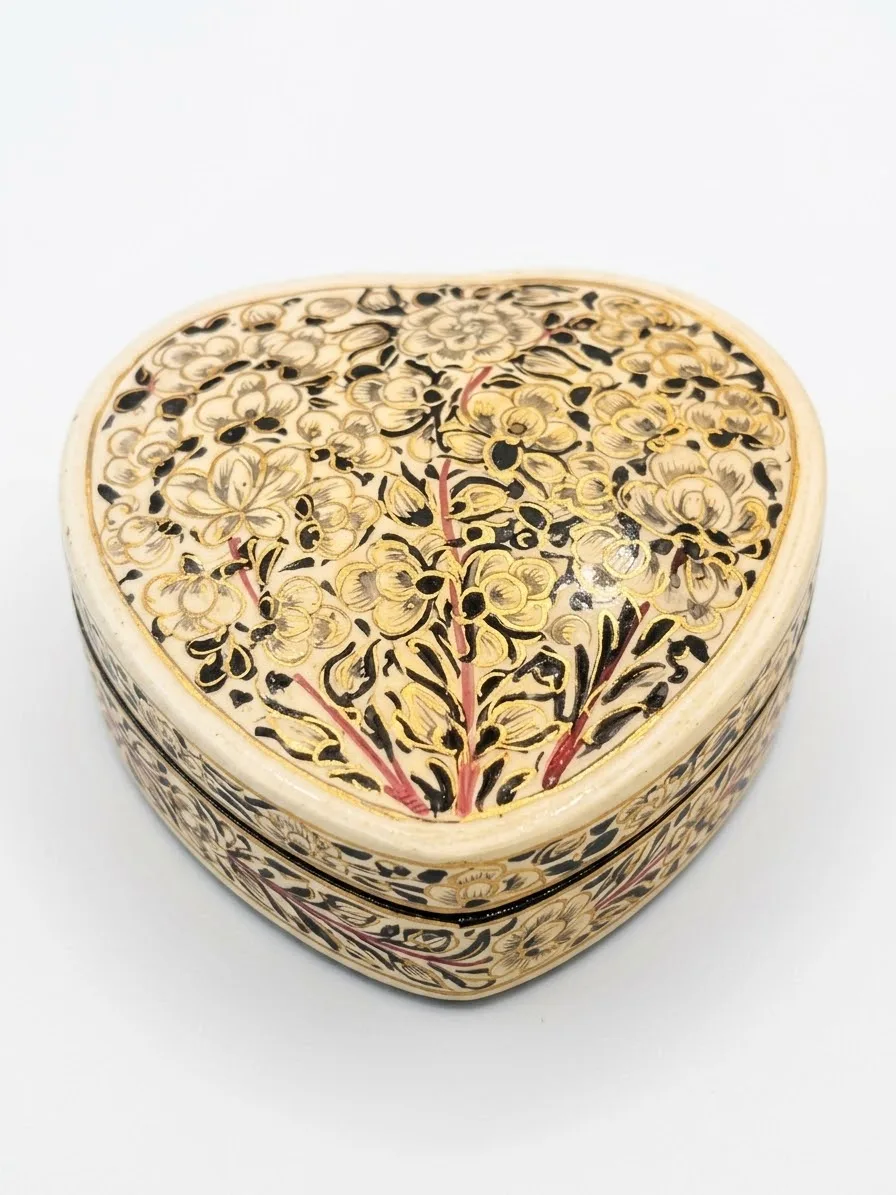Green and Gold Tulip Kashmiri Papier-Mâché Soap Box