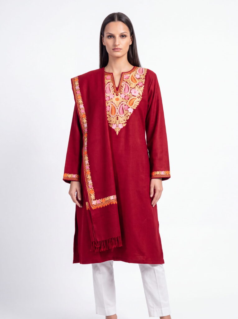 Shaam-e-Anar Aari Embroidered Wool Pheran