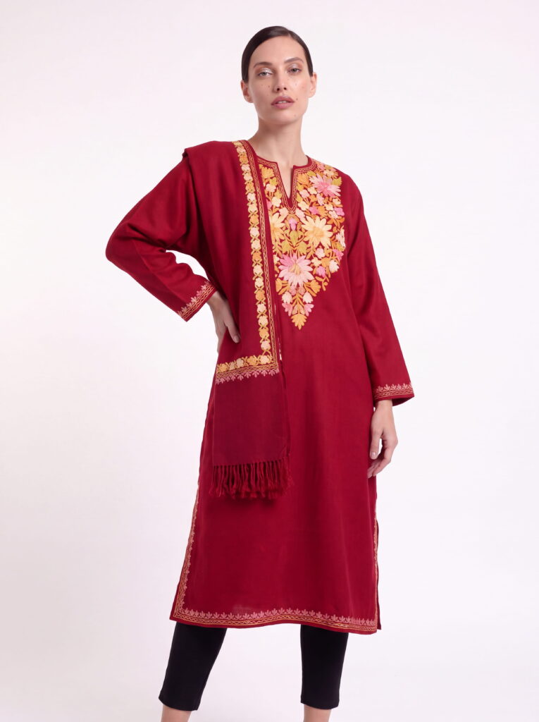 Ruh-e-Laal Aari Embroidered Wool Pheran