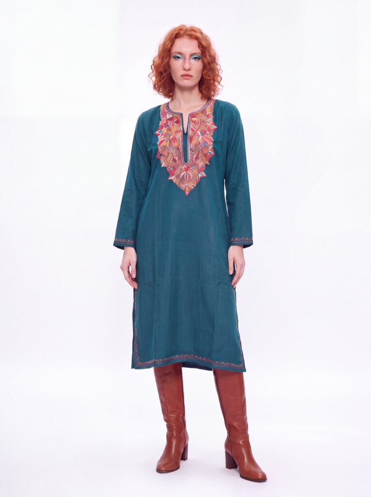 Naazeen Emerald Hand Needle Work Pheran