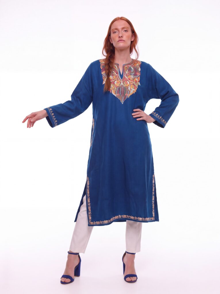 Zunairah Midnight Blue Hand Needle Work Pheran