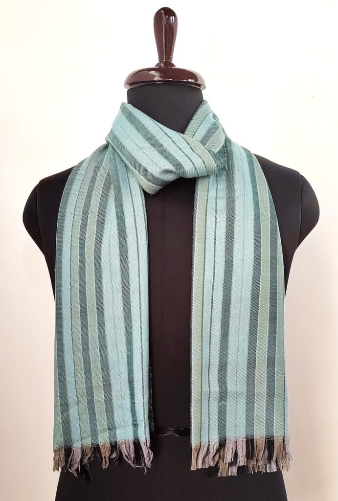 Shaan e Nazar Kashmiri Merino Wool Scarf in Light Blue