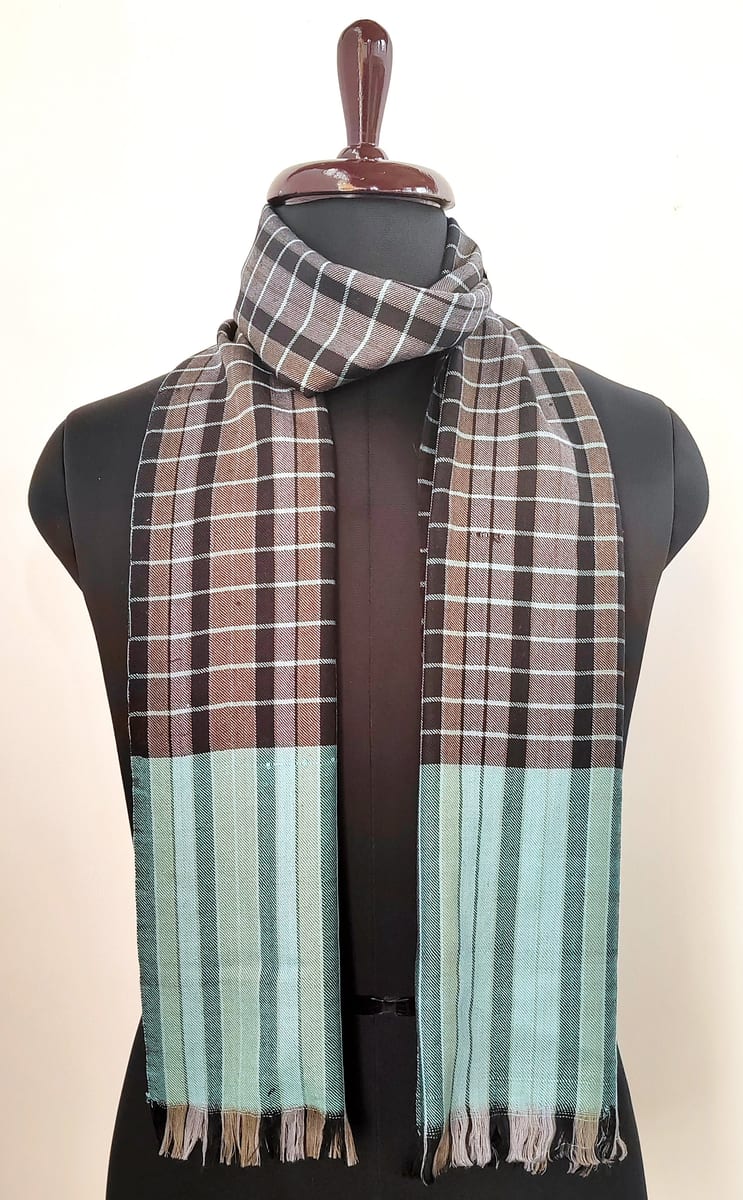 Bahar Dilbar Merino Wool Scarf in Muted Earth Tones