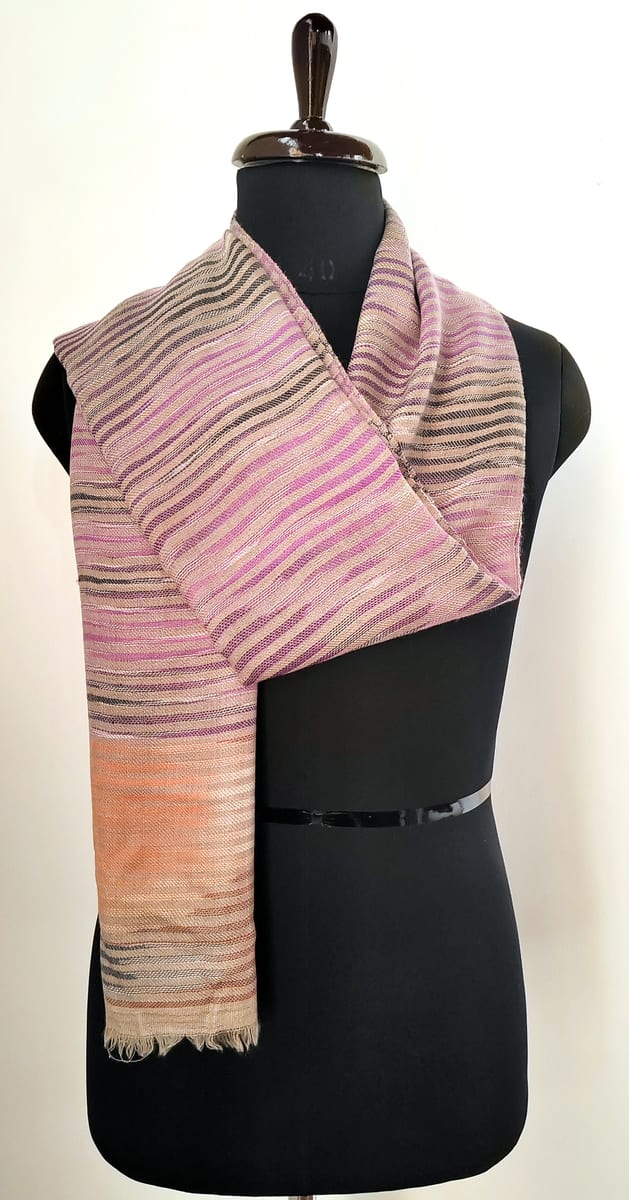 Zeenat e Zard Pure Wool Scarf in Pink and Peach
